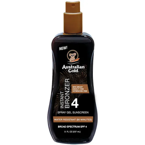 Сонцезахисний спрей-гель для засмаги Australian Gold Spray Gel Sunscreen with Instant Bronzer SPF4 з бронзатором, 237 мл.
