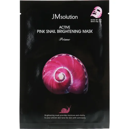 Ультратонкая тканевая маска для лица JMsolution Active Pink Snail Brightening Mask Prime с муцином улитки, 30 мл.