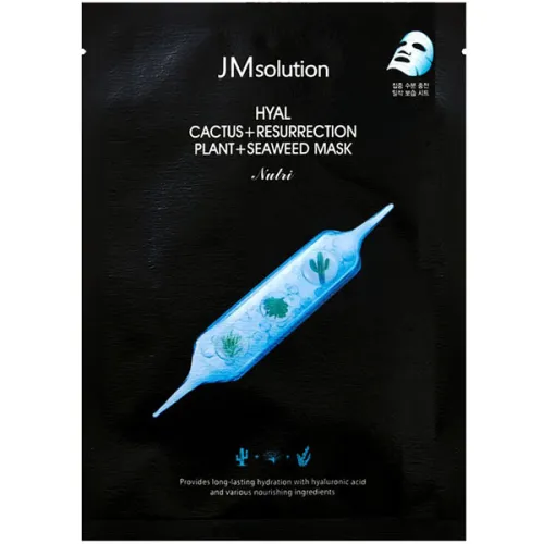 Тканинна маска для обличчя JMsolution Hyal Cactus + Resurrection Plant + Seaweed Mask з екстрактом кактусу та водоростями