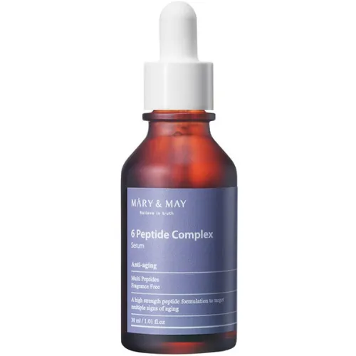 Омолоджуюча сироватка для обличчя Mary & May 6 Peptide Complex Serum з пептидами, 30 мл.