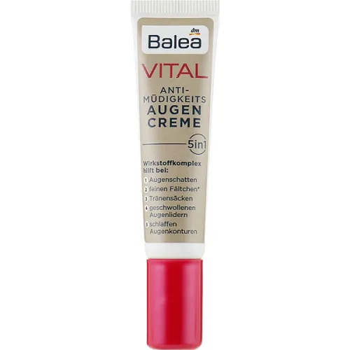 Крем для борьбы Balea Vital 5in1 Anti-Fatigue Eye Cream с усталой кожей вокруг глаз, 15 мл.