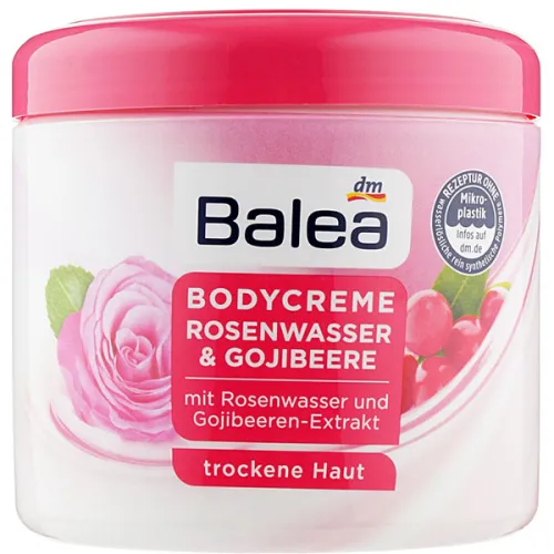 Крем для тела «розовая вода и ягоды годжи» Balea Body Cream Rose Water & Goji Berries, 500 мл.