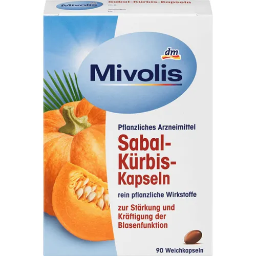 Тыквенные капсулы при слабости мочевого пузыря Mivolis Sabal Pumpkin Capsules