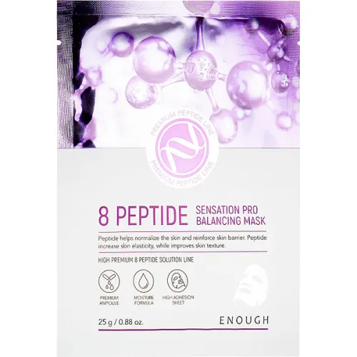 Тканинна маска для обличчя Enough 8 Peptide Sensation Pro Balancing Mask з пептидами, 25 г.