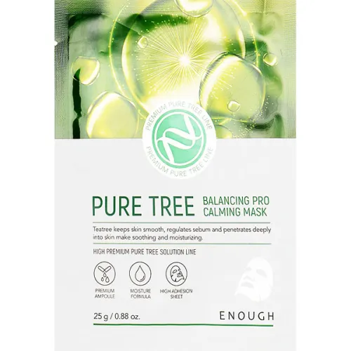 Тканинна маска для обличчя Enough Pure Tree Balancing Pro Calming Mask з екстрактом чайного дерева, 25 г.