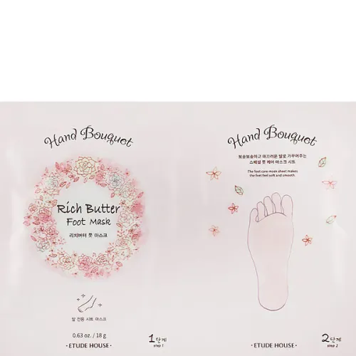 Маска-шкарпетки для ніг Etude House Hand Bouquet Rich Butter Foot Mask з олією ши, 18 г.
