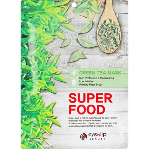 Тканинна маска для обличчя Eyenlip Super Food Green Tea Mask з екстрактом зеленого чаю, 23 мл.