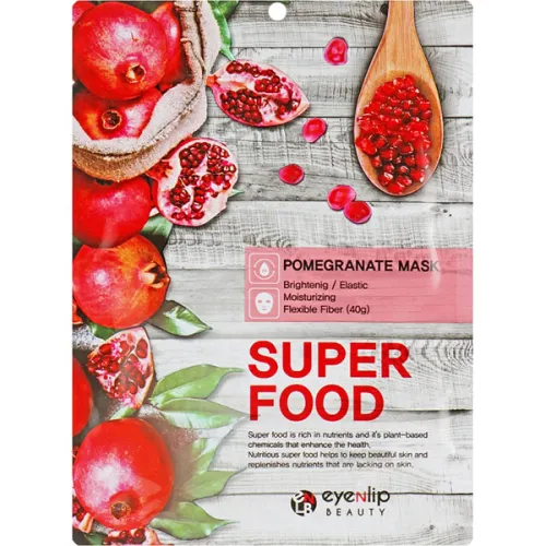 Тканинна маска для обличчя Eyenlip Super Food Pomegranate Mask з екстрактом гранату, 23 мл.