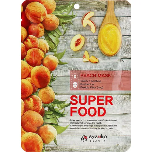 Тканинна маска для обличчя Eyenlip Super Food Peach Mask з екстрактом персика, 23 мл.