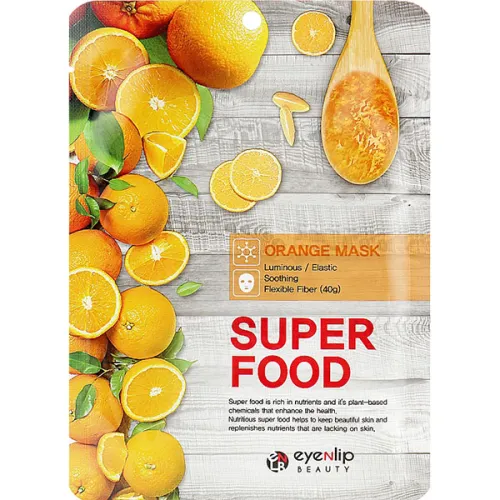 Тканинна маска для обличчя Eyenlip Super Food Orange Mask з екстрактом апельсину, 23 мл.