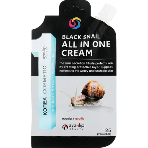 Восстанавливающий крем для лица Eyenlip Black Snail All In One Cream с экстрактом черной улитки, 25 г.