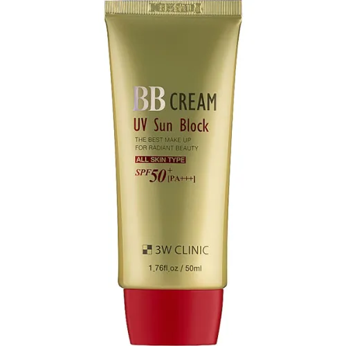 Солнцезащитный ВВ крем для лица 3W Clinic BB Cream UV Sun Block SPF50+ PA+++, 50 мл.