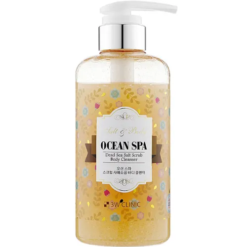 Гель-скраб для тела 3W Clinic Ocean Spa Dead Sea Salt Scrub Body Cleanser с солью мертвого моря, 500 мл.
