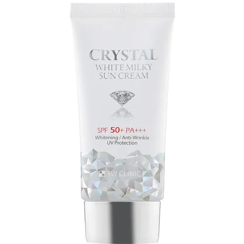 Осветляющий молочный солнцезащитный крем для лица 3W Clinic Crystal White Milky Sun Cream SPF50+ PA+++, 50 мл.