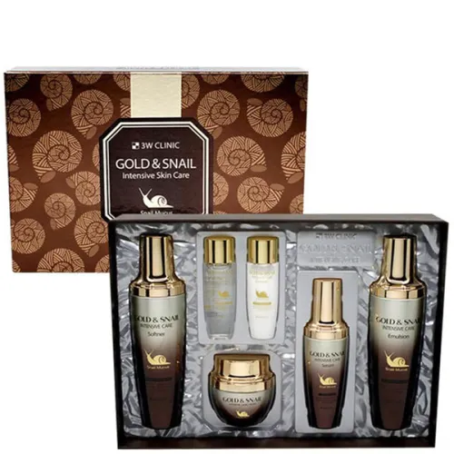 Антивозрастной увлажняющий набор для лица 3W Clinic Gold And Snail Intensive Care Set