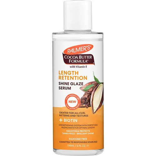 Сыворотка Palmer’s Cocoa Butter & Biotin Length Retention Shine Glaze Serum с биотином для длины и блеска волос, 178 мл.