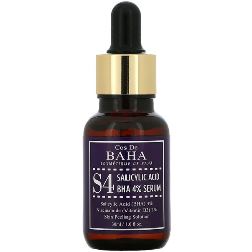 Сироватка для проблемної шкіри обличчя Cos De Baha S4 Salicylic Acid BHA 4% Exfoliant Serum з саліциловою кислотою, 30 мл.