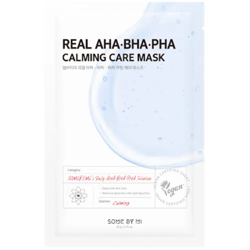 Тканевая маска для лица Some By Mi Real AHA BHA PHA Calming Care Mask с кислотами, 20 мл.