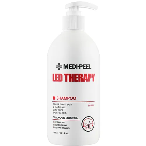 Зміцнюючий шампунь для волосся Medi Peel Led Therapy Shampoo з пептидами, 500 мл.