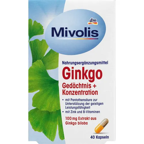 Гінкго білоба для пам’яті та концентрації Mivolis Ginkgo Memory + Concentration Capsules