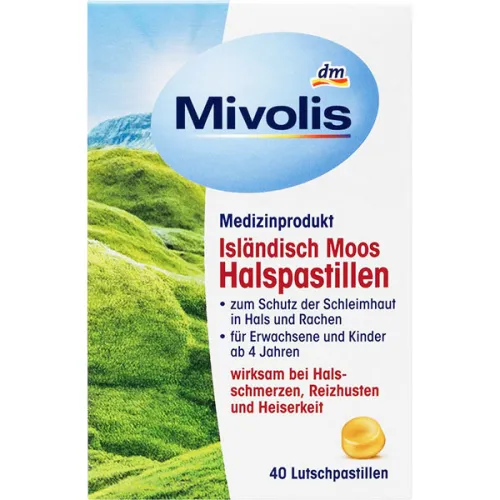 Пастилки для горла из исландского мха Mivolis Icelandic Moss Throat Pastilles