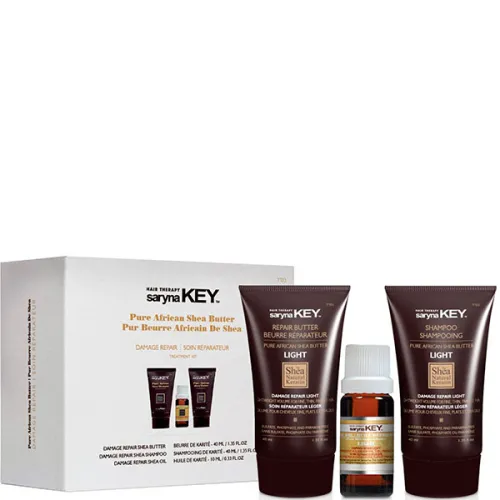 Восстанавливающий набор для волос Saryna Key Damage Repair Light Pure African Shea Butter Travel Set с маслом ши, облегченный
