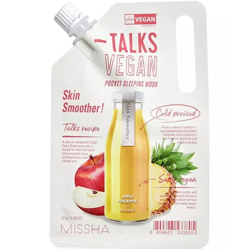 Нічна відлущувальна маска для обличчя Missha Talks Vegan Pocket Sleeping Pack Skin Smoother, 10 г.
