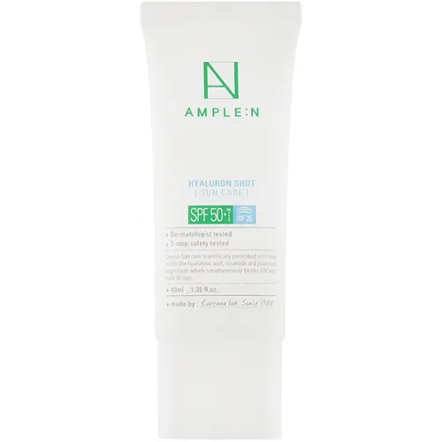 Сонцезахисний крем для обличчя Ample:N Hyaluron Shot Sun Care SPF 50+ PA++++ з гіалуроновою кислотою, 40 мл.
