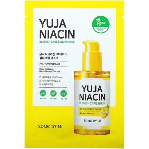 Освітлююча тканинна маска для обличчя Some By Mi Yuja Niacin Blemish Care Serum Mask з екстрактом юдзу, 25 мл.