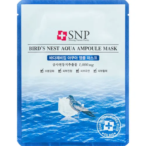 Тканинна маска для обличчя SNP Bird’s Nest Aqua Ampoule Mask з екстрактом ластівчиного гнізда, 25 мл.