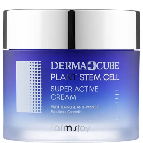 Антивіковий крем для обличчя FarmStay Derma Cube Plant Stem Cell Super Active Cream зі стовбуровими клітинами, 80 мл.