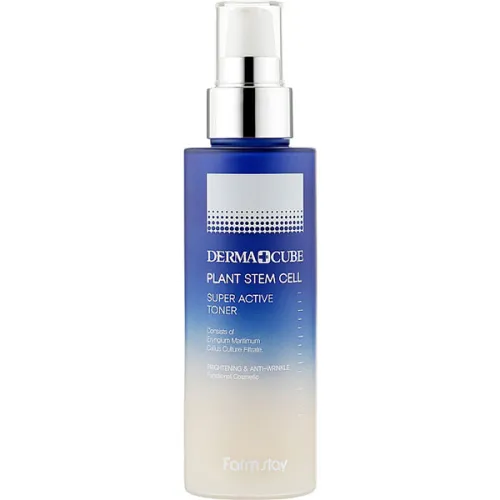 Осветляющий тонер для лица FarmStay Derma Cube Plant Stem Cell Super Active Toner со стволовыми клетками, 200 мл.