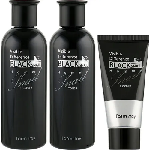 Чоловічий набір для обличчя FarmStay Visible Difference Black Snail Homme 3 Set з екстрактом чорного равлика