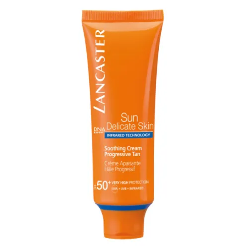 Успокаивающий солнцезащитный крем для лица Lancaster Sun Delicate Skin Soothing Cream Progressive Tan SPF50+, 50 мл.