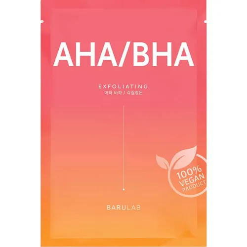 Відлущувальна тканинна маска для обличчя Barulab The Clean Vegan AHA/BHA Exfoliating Mask з кислотами, 23 г.