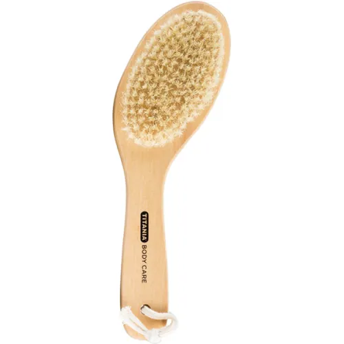 Деревянная щетка Titania 2833 Body Brush с натуральной щетиной для сухого массажа изогнутая