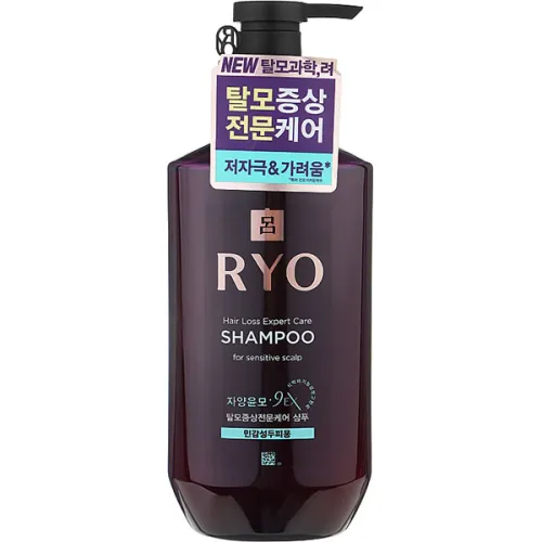 Шампунь проти випадання волосся для чутливої шкіри голови Ryo 9EX Hair Loss Expert Care Shampoo For Sensitive Scalp, 400 мл.