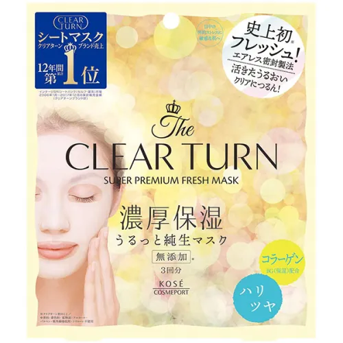 Тканинна маска для обличчя Kose Clear Turn Super Premium Fresh Mask Haritsuya з ефектом сяйва