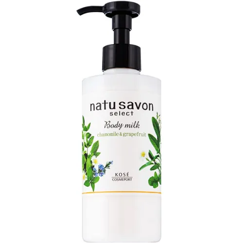 Зволожуюче молочко для тіла «ромашка та грейпфрут» Kose Softymo Natu Savon Select Body Milk Moist Chamomile & Grapefruit