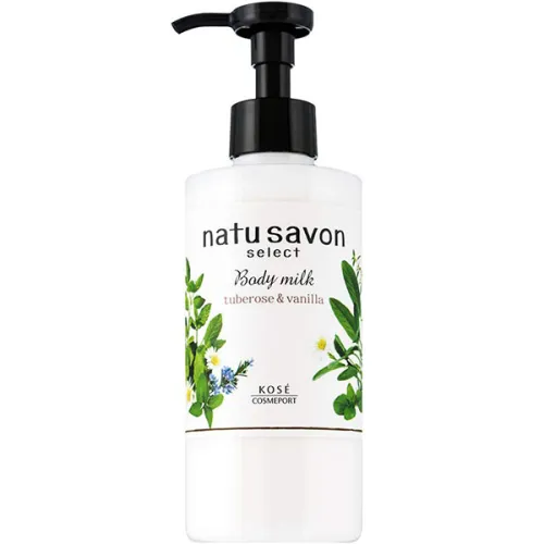 Зволожуюче молочко для тіла «тубероза та ваніль» Kose Softymo Natu Savon Select Body Milk Moist Tuberose & Vanilla, 200 г.
