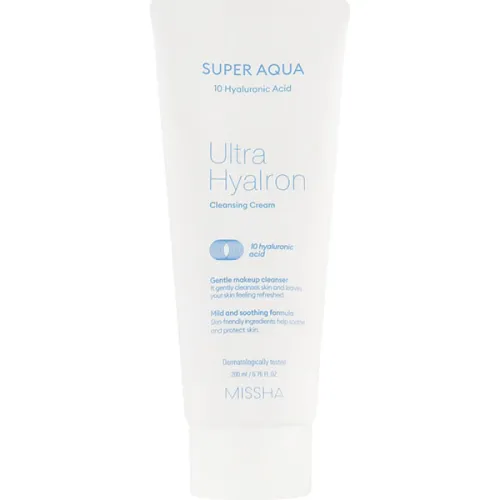Очищающий крем для лица Missha Super Aqua Ultra Hyalron Cleansing Cream с гиалуроновой кислотой, 200 мл.