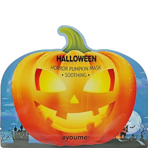 Тканинна заспокійлива маска для обличчя Ayoume Halloween Horror Pumpkin Mask Soothing з екстрактом гарбуза, 20 г.