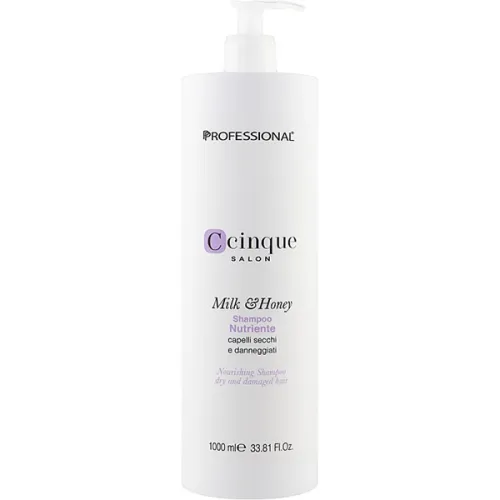 Питательный шампунь для сухих и поврежденных волос Professional C Cinque Salon Milk & Honey Nourishing Shampoo, 1000 мл.