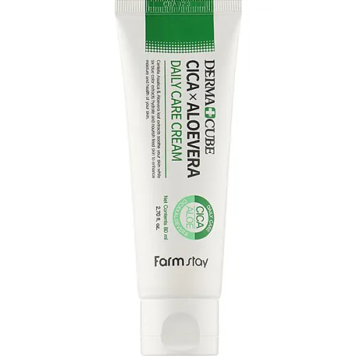 Крем для обличчя FarmStay Derma Cube Cica x Aloevera Daily Care Cream з екстрактом центелли та алое віри, 80 мл.