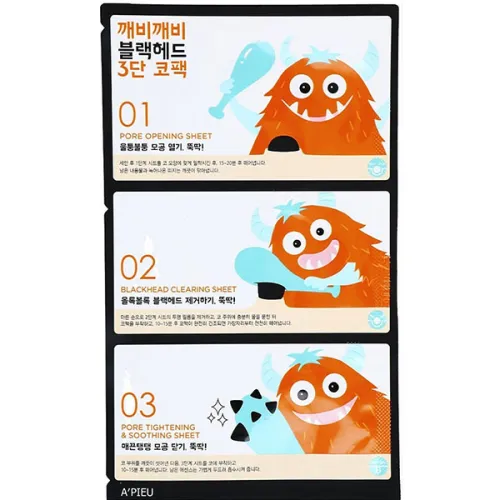 Набор для очищения носа A’pieu Goblin Blackhead 3-Step Nose Pack, 6.2 г.