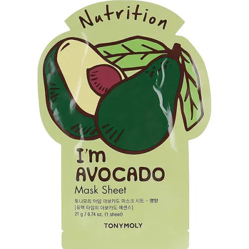 Тканевая маска для лица «авокадо» Tony Moly I’m Real Avocado Mask Sheet, 21 г.