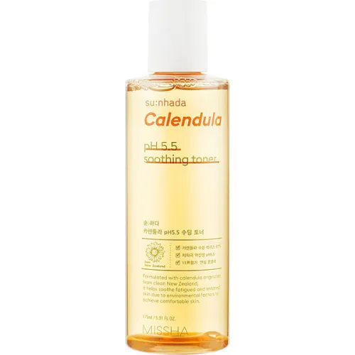 Успокаивающий тонер для лица Missha Su:Nhada Calendula pH Balancing & Soothing Toner с экстрактом календулы, 175 мл.