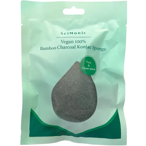 Спонж конняку GriMunic Vegan 100% Bamboo Charcoal Konjac Sponge с древесным углем