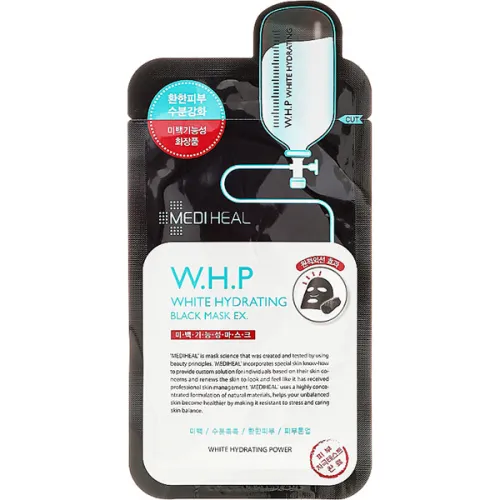 Відновлююча тканинна маска для обличчя MediHeal W.H.P White Hydrating Black Mask Ex, 25 мл.