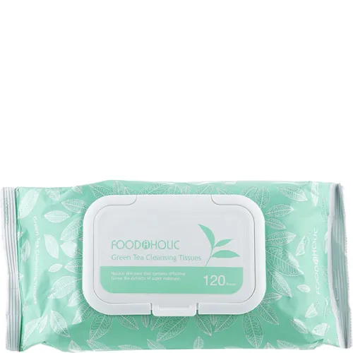 Очищаючі серветки для обличчя Food A Holic Green Tea Cleansing Tissues з екстрактом зеленого чаю